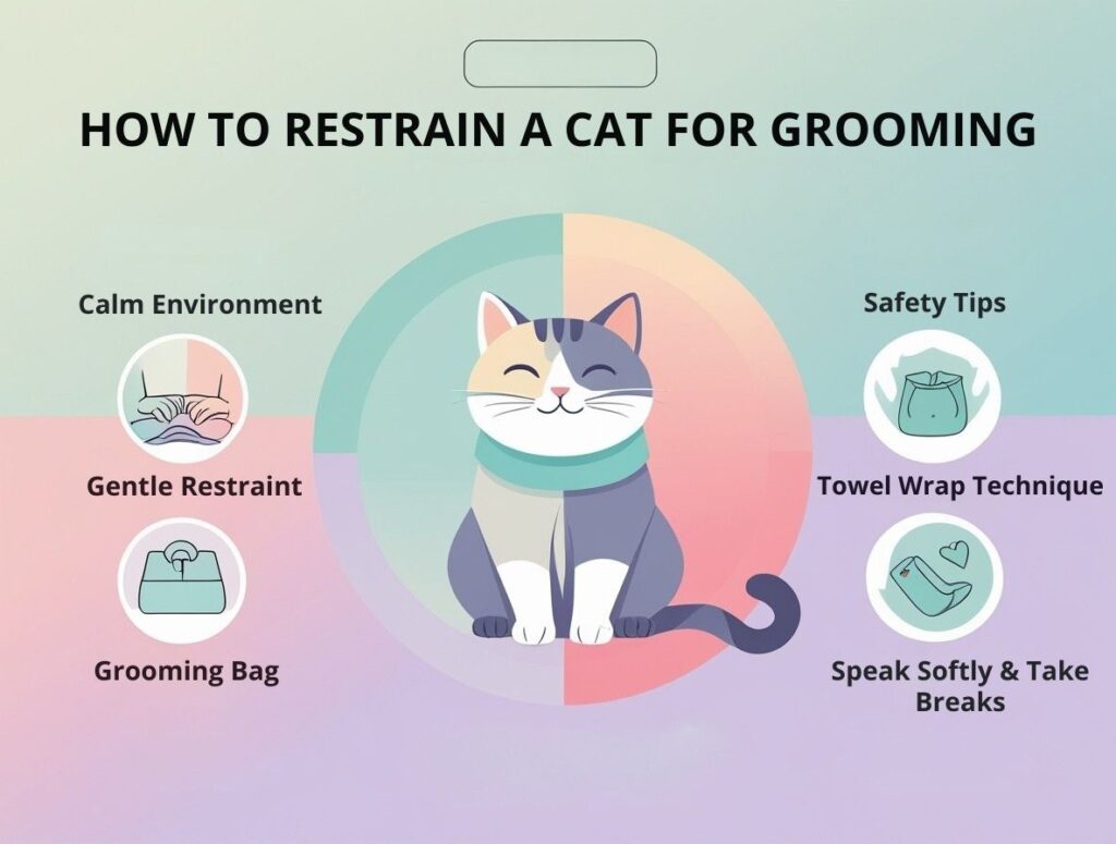 How to restrain cat for grooming