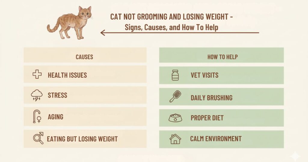 Cat Not Grooming and Losing Weight – Signs, Causes, and How to Help